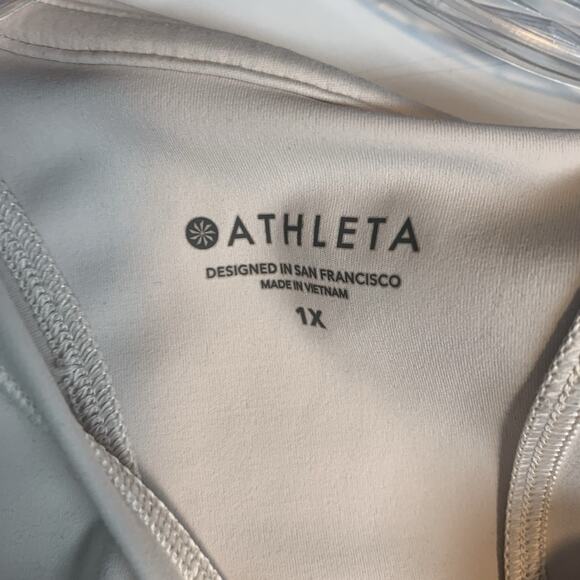 Athleta Shirt Womens 1X Tank Top Shanti Watercolor Stripe Crop Mortar Mushroom‎ - Picture 4 of 8